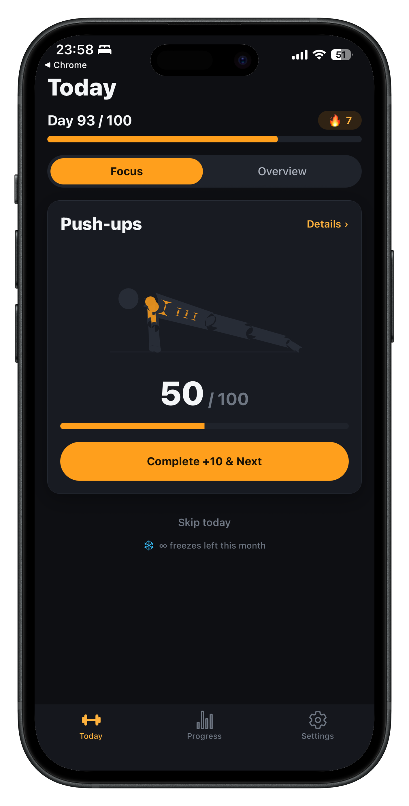 100 Reps Focus Mode