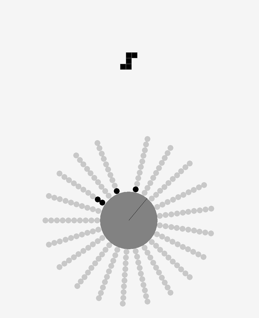 Early C++ prototype of the radial placement mechanic